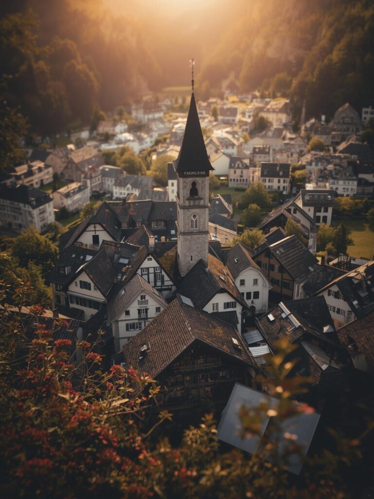 wengen is one of the most adorable village in switzerland, summer, bird view, sunrise