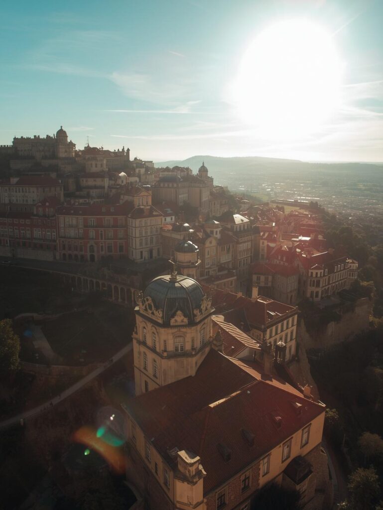 the town of sintra in portugal, summer sunny day, bird view
